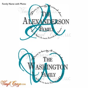 Personalized Family Last Name Circular Circle Family Motto Saying, Family Names, Married Year Vinyl Wall Decal/Gift image 3