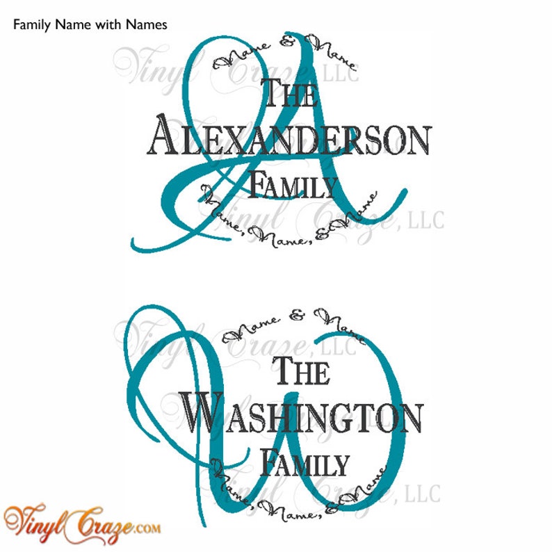 Personalized Family Last Name Circular Circle Family Motto Saying, Family Names, Married Year Vinyl Wall Decal/Gift image 4