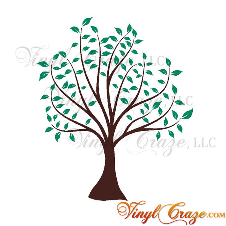 Spring Tree with leaves Vinyl Wall Decal Two Colors inches