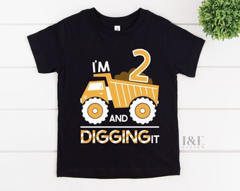 Second Birthday Construction Theme T-shirt |  2nd Birthday Construction Shirt | Construction Party Theme | 2nd Birthday Tee | Dump Truck