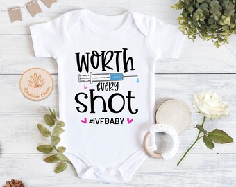 IVF Baby Onesies® | In Vitro Fertilisation Onesies® | IVF Pregnancy Announcement | Cute IVF Baby Onesies® | Worth Every Shot Baby Bodysuit