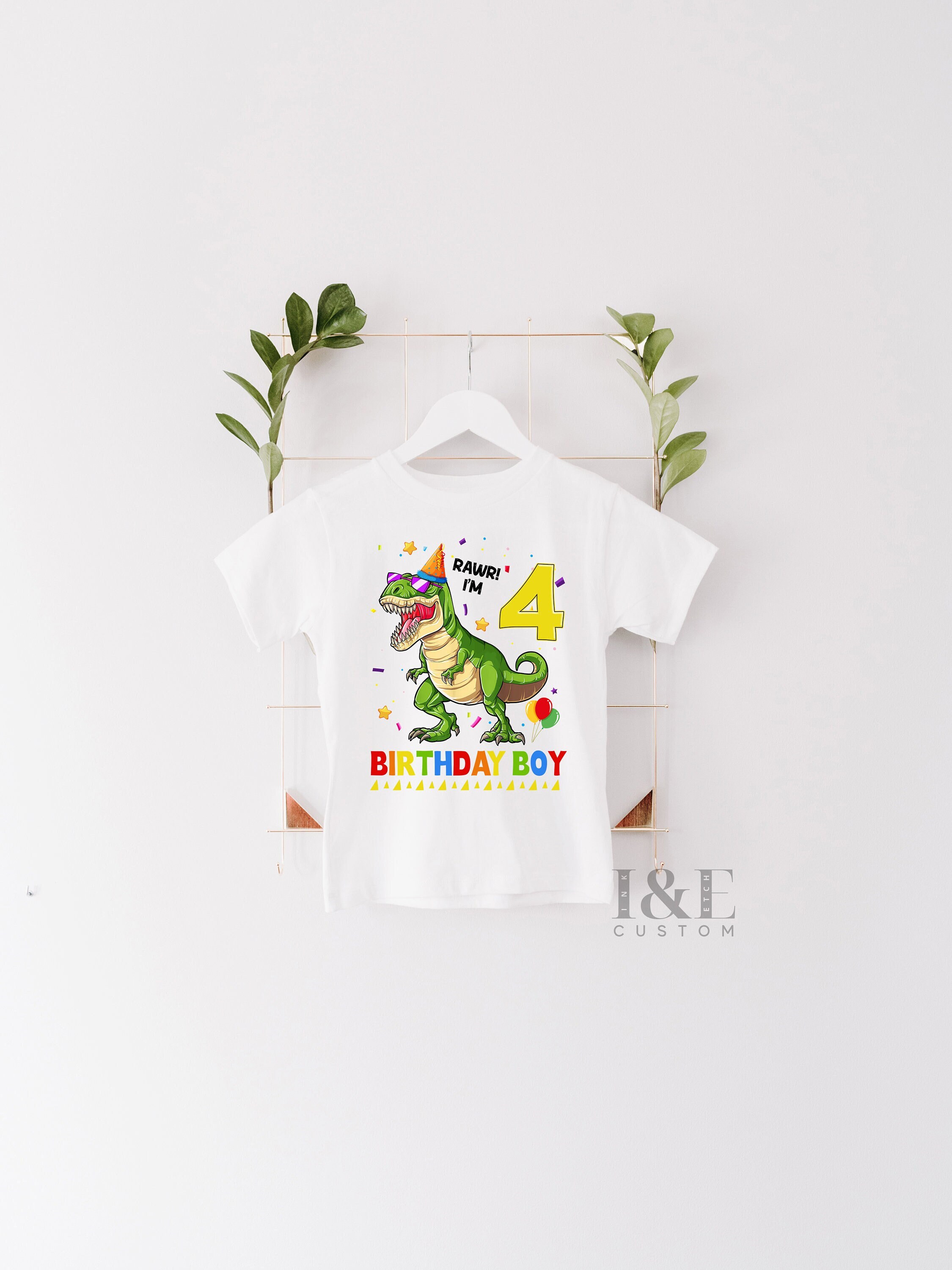Happy Birthday Dinosaur Shirt Boy's 