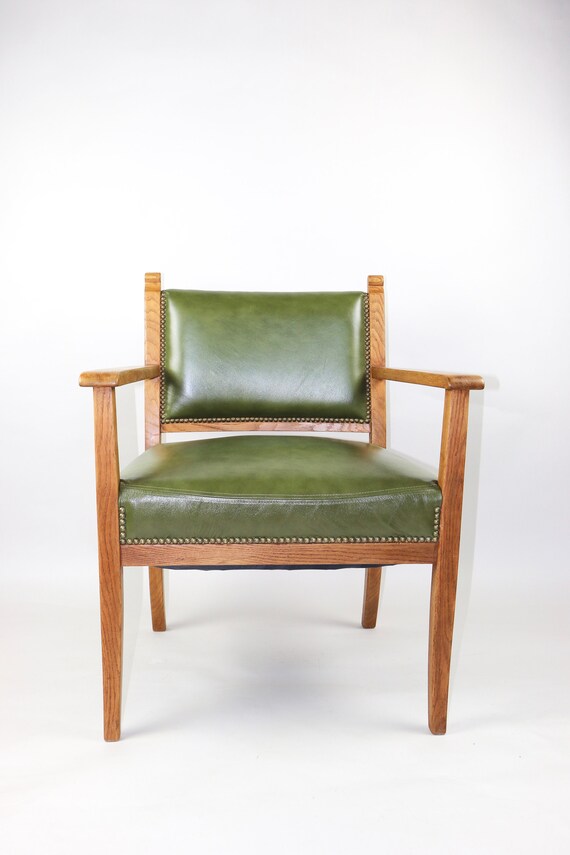 Royal Vintage Green Leather Armchair Etsy