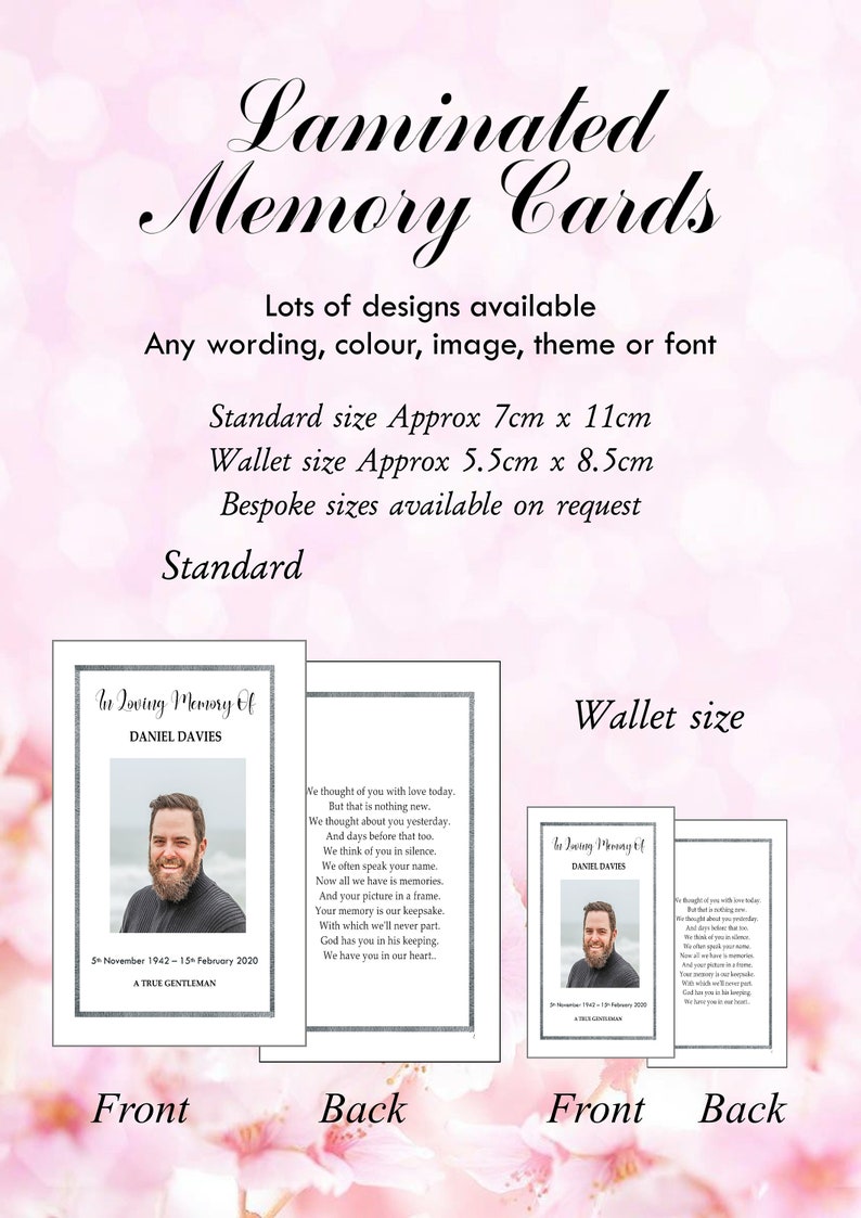 Personalised Funeral Order of Service Cards Laminated Etsy