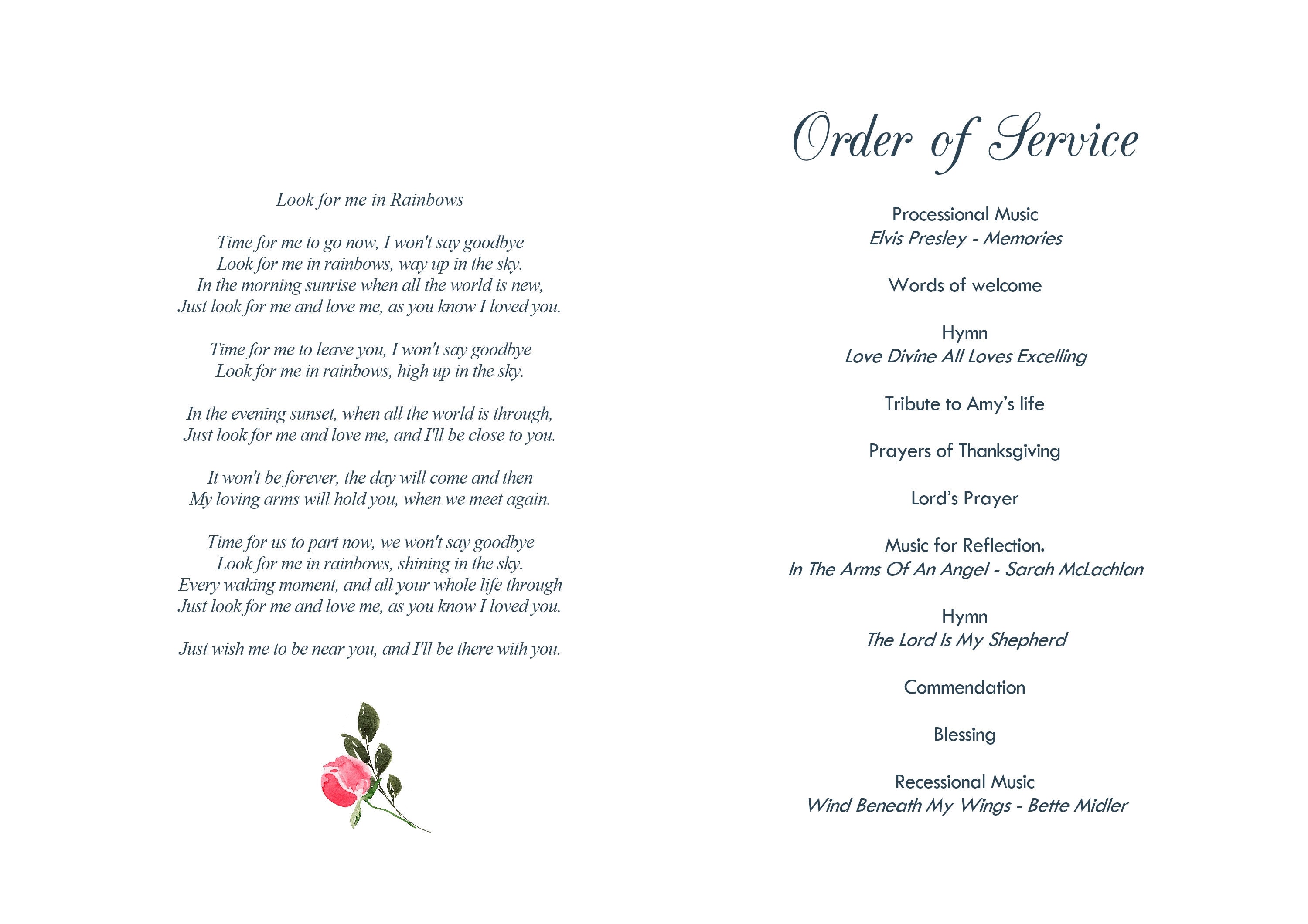 Personalised Funeral Order of Service & Laminated Memorial Etsy UK Personalised Funeral Order of Service & Laminated Memorial Etsy UK