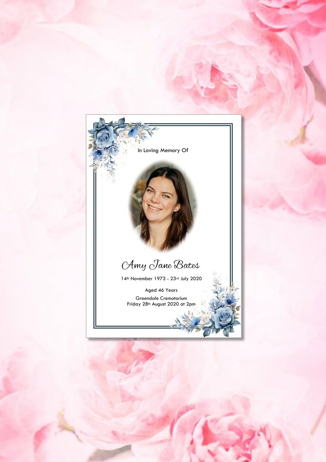 Personalised Funeral Order of Service Booklets Dusty Blue Etsy UK