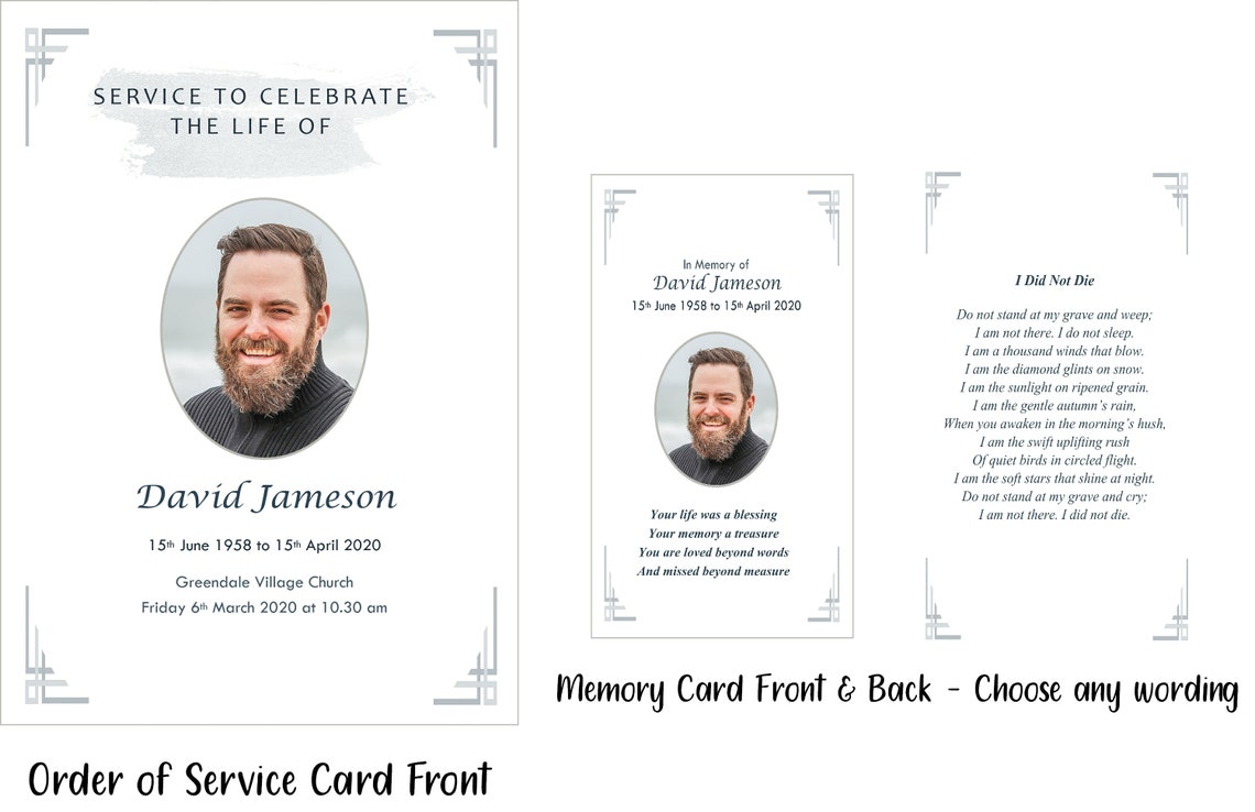 Personalised Laminated Memorial Cards Funeral Etsy