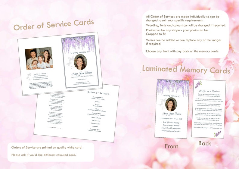 Personalised Funeral Order of Service / Laminated Memorial Cards - Etsy UK