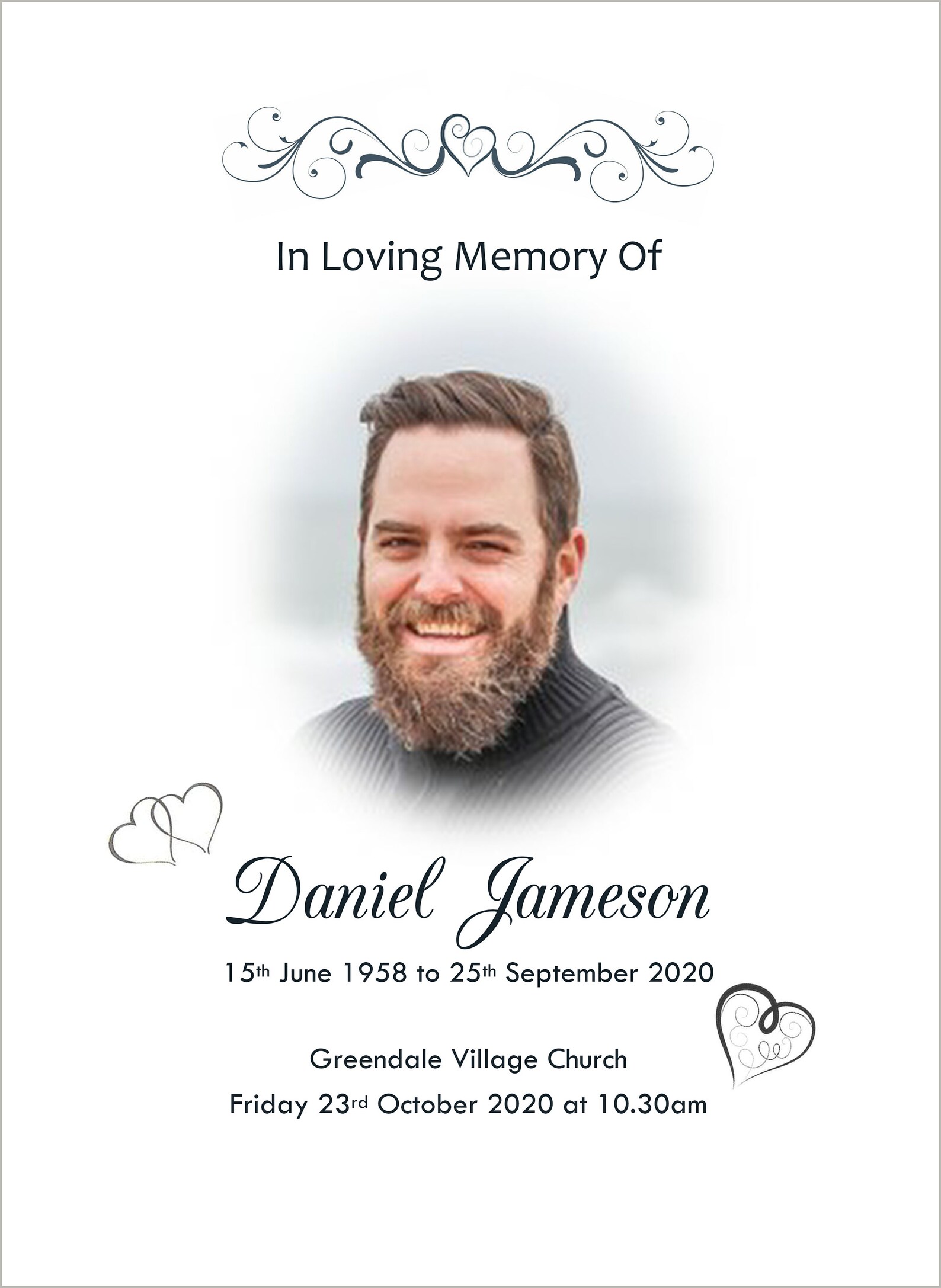 Personalised Funeral Order of Service & Laminated Memorial Etsy