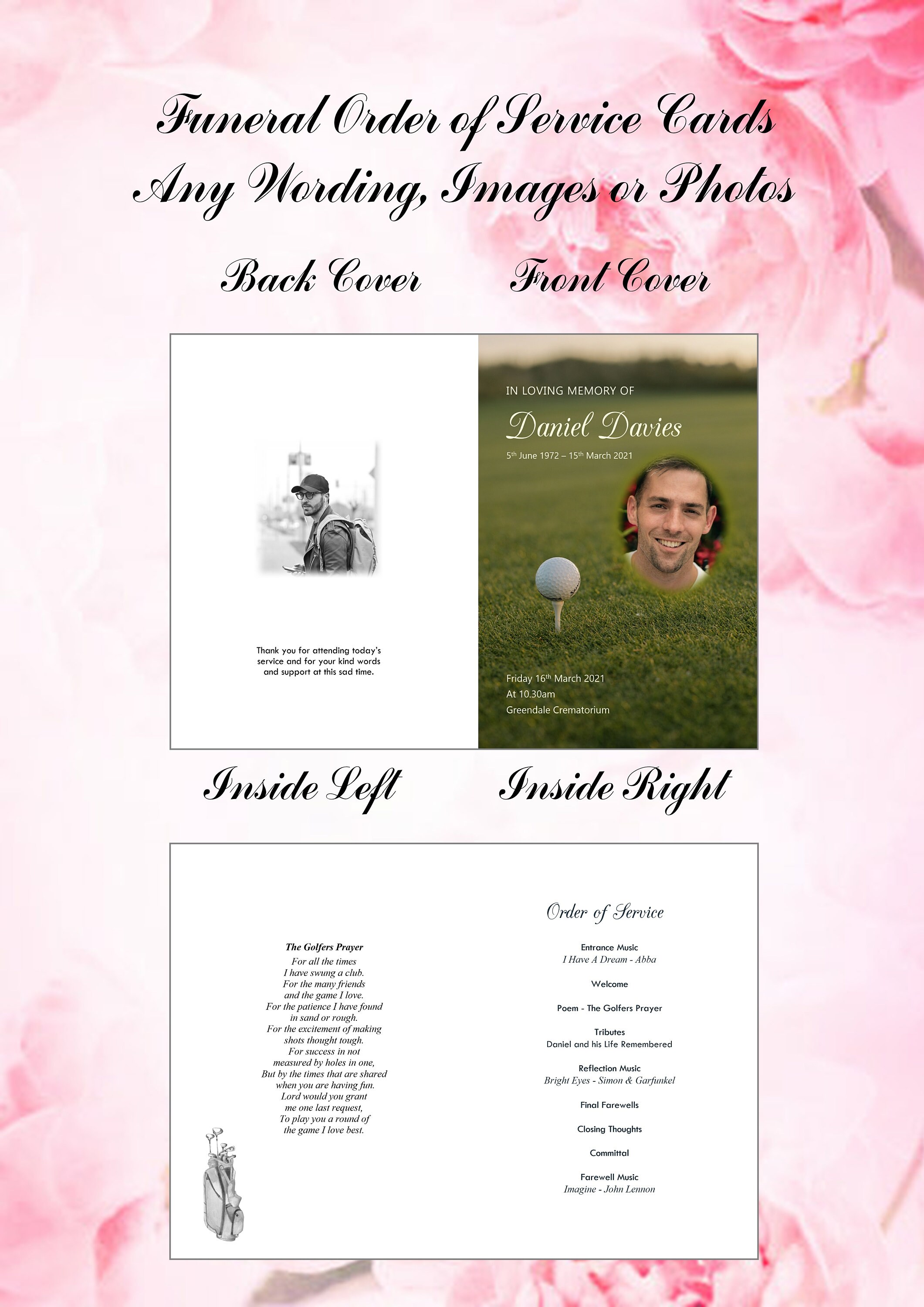 Personalised Funeral Order of Service & Laminated Memorial Etsy