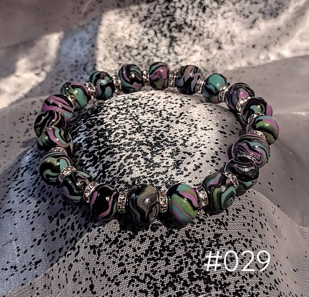 Handmade Clay Bead Jewelry Elastic Cord Beaded Bracelet Stretch