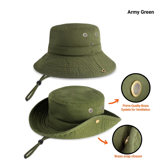 CHOK.LIDS Classic Cotton Wide Brim Bucket Hat with Adjustable String Trendy Unisex Sun Hat Lightweight Outdoor Travel Boonie 
