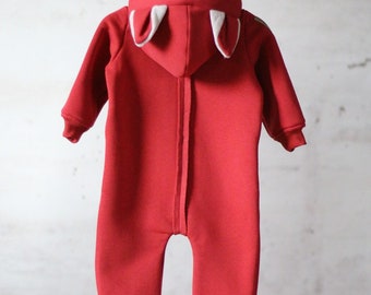 Cat baby overall // Warm coverall with cat ears // Multiple colors