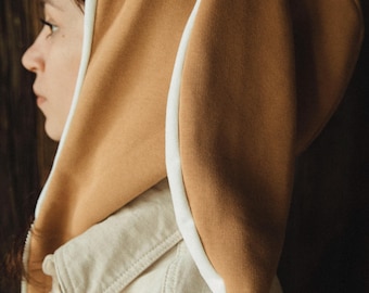 Bunny Ear Zip-Up Hoodie – Women's Kawaii Cotton Blend Sweatshirt