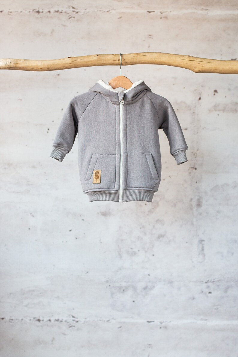 Gray cute hoodie with bunny ears, Unisex fit back to school clothes, Awesome gift for kids image 5