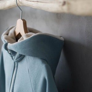 Men's mint hoodie with rabbit ears // Zipped streetwear hoodie // Blue men cotton sweatshirt // Boyfriend gifts image 4