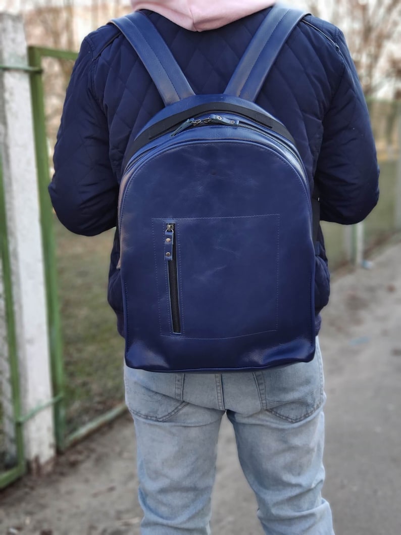 Leather Zipper Backpack Small Travel Rucksack Unisex Vegan Backpack Personalized Purse Leather Rucksack Laptop Backpack School Rucksack Bag