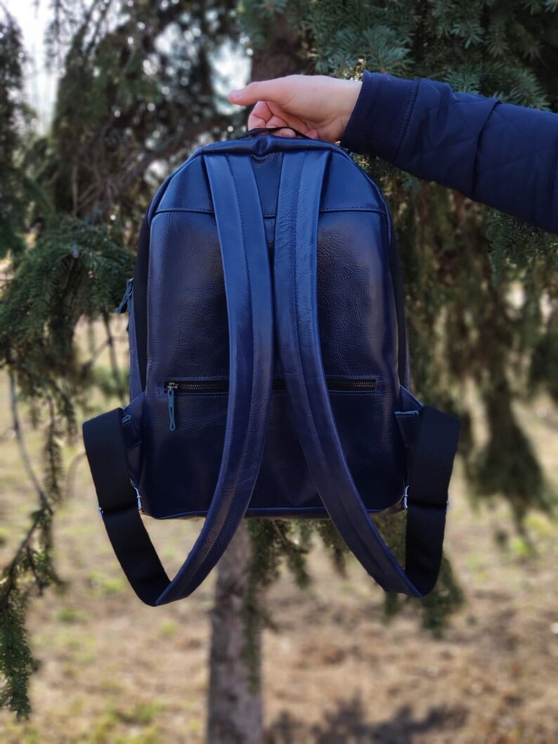 Leather Zipper Backpack Small Travel Rucksack Unisex Vegan Backpack Personalized Purse Leather Rucksack Laptop Backpack School Rucksack Bag