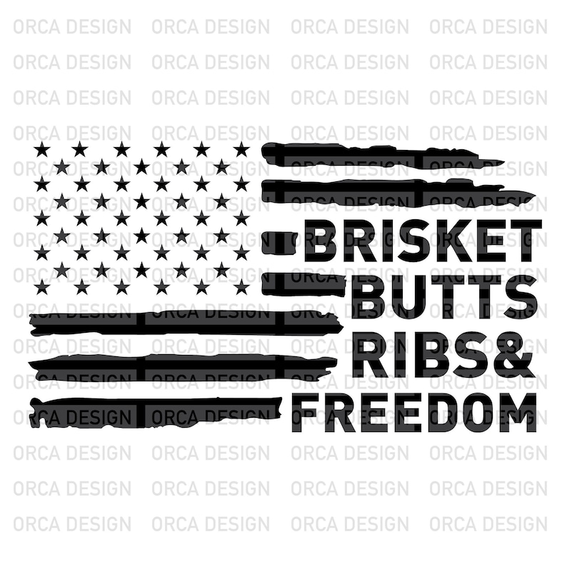 Smoke Ribs Svg Brisket Butts Ribs & Freedom Svg, Funny BBQ Smoker, 4th of July Cookout ...