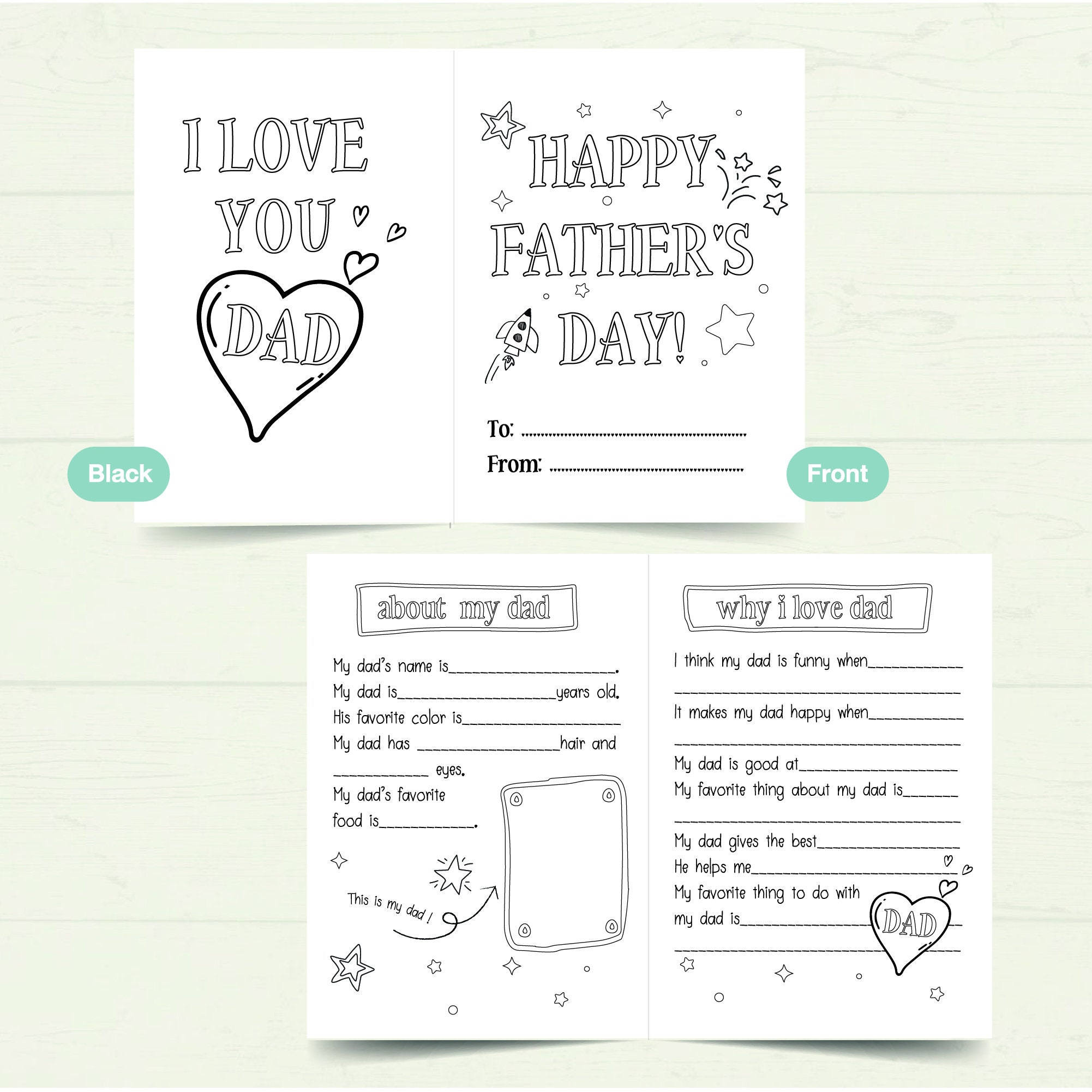 Printable Fathers Day Card | All About Dad Card From Kid | Kid Activity ...