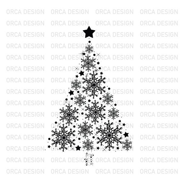 Snowflake Christmas Tree, Christmas Tree,Snowflake SVG,png cutting file