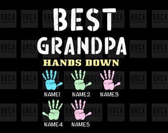 Personalized Best Grandpa svg, Custom Names Grandchildren Digital files download