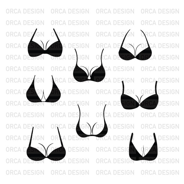 bikini ,Bra of underwear vector black set, sexy boobs,Lingerie,Bras svg,png Digital file download