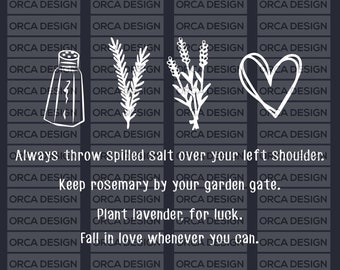 Always throw spilled salt over your left shoulder svg, png digital file
