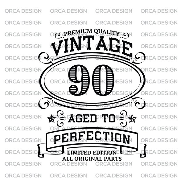 90th Birthday limited edition, Vintage Birthday svg,png Digital file download