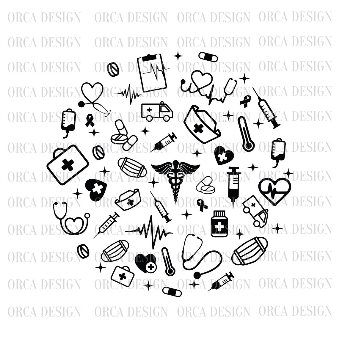 Nursing Bundle Svg healthcare svgpng Digital File Download Etsy