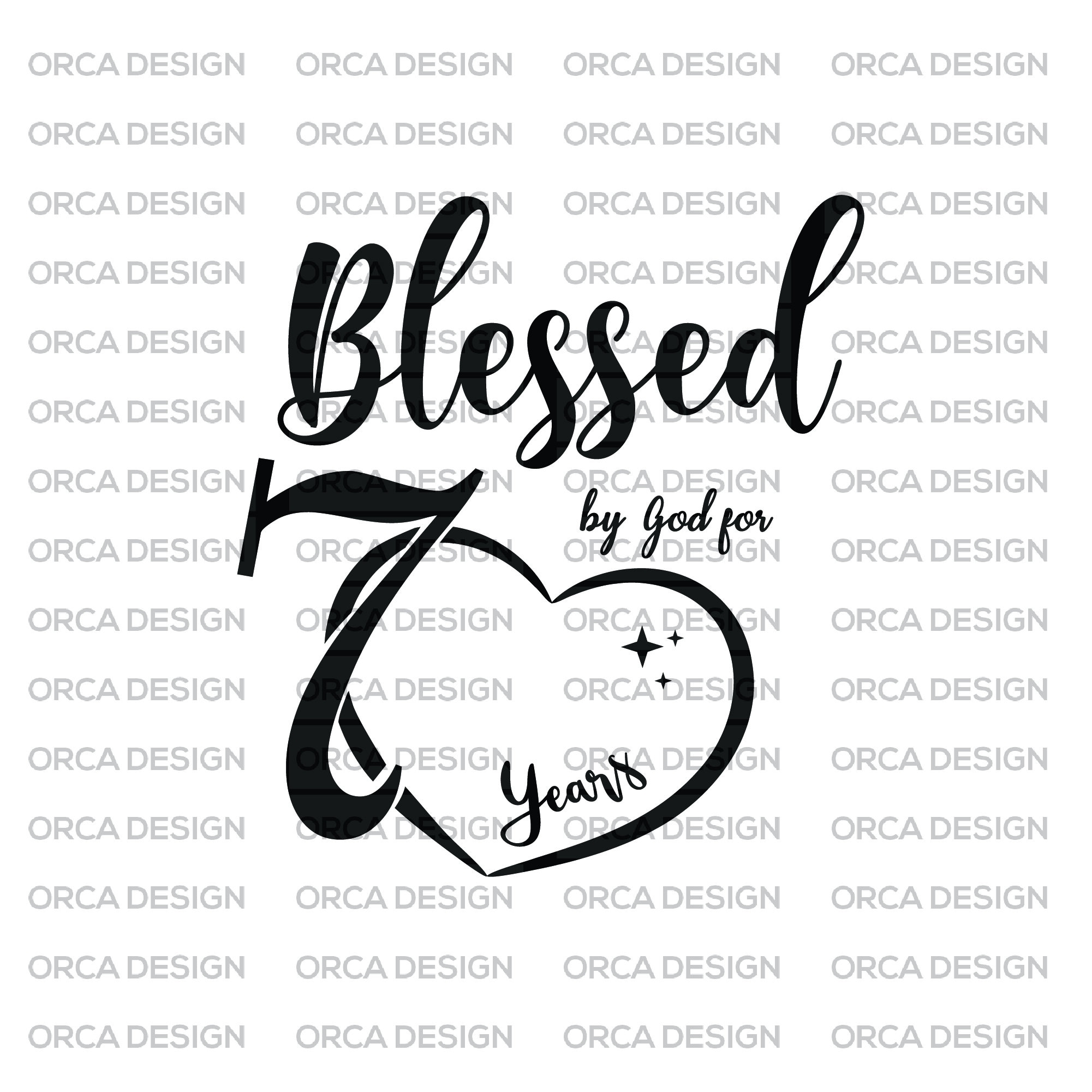 70th Birthday svg,Blessed by God for 70 Year Birthday, Birthday SVG,PNG digital file svg,png Digital file download