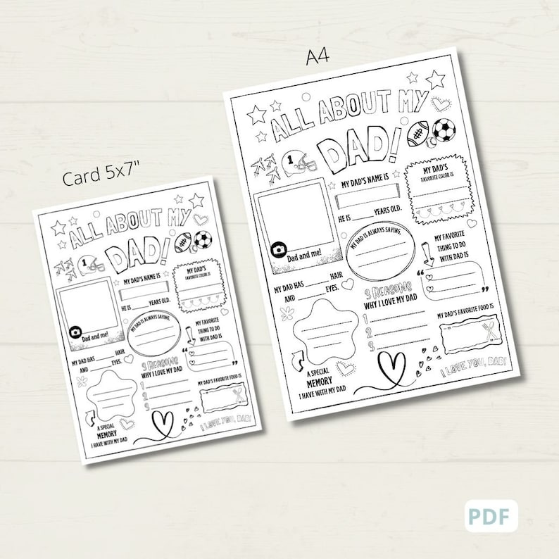 All About My Dad /papa/grandpa kids Gift for Father's Day - Etsy