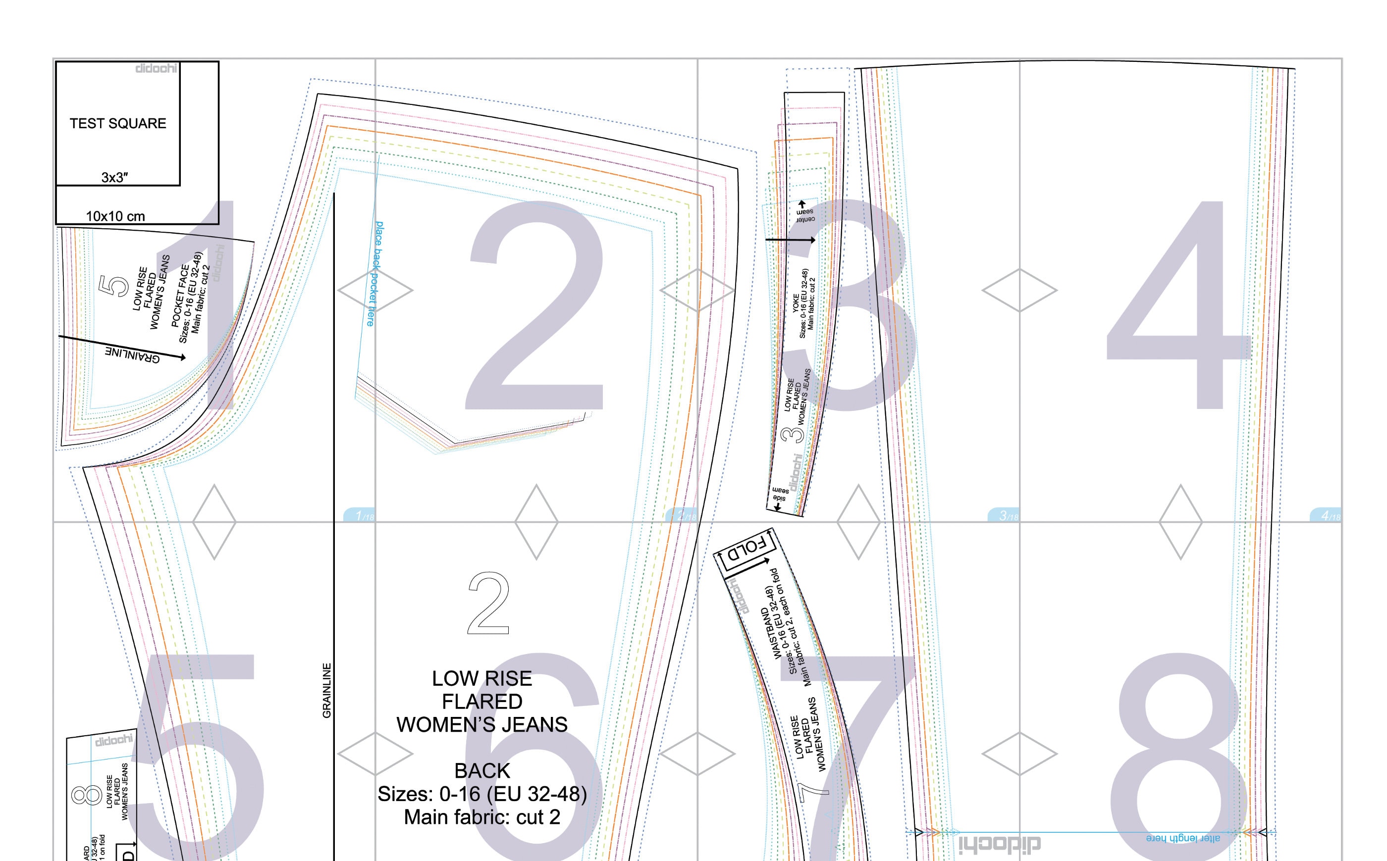 PDF Jeans Sewing Pattern Flared Leg Jeans, Sizes US 0-16 - Etsy Australia
