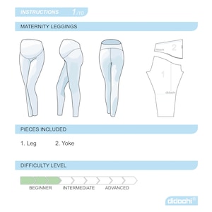 Molde em PDF para costura de leggings de maternidade plus size, tamanhos G, GG, XG, XXG, XXXG imagem 2