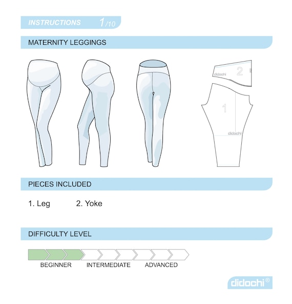 Plus Size Maternity Leggings Sewing Pattern PDF, Sizes L, XL, 2XL, 3XL, 4XL  -  Hong Kong