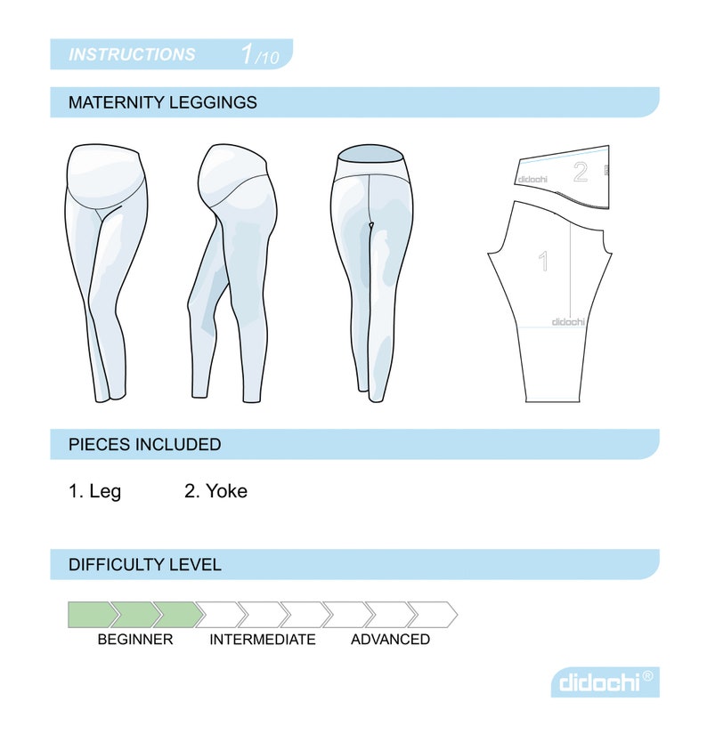 Molde em PDF para costura de leggings de maternidade plus size, tamanhos G, GG, XG, XXG, XXXG imagem 2
