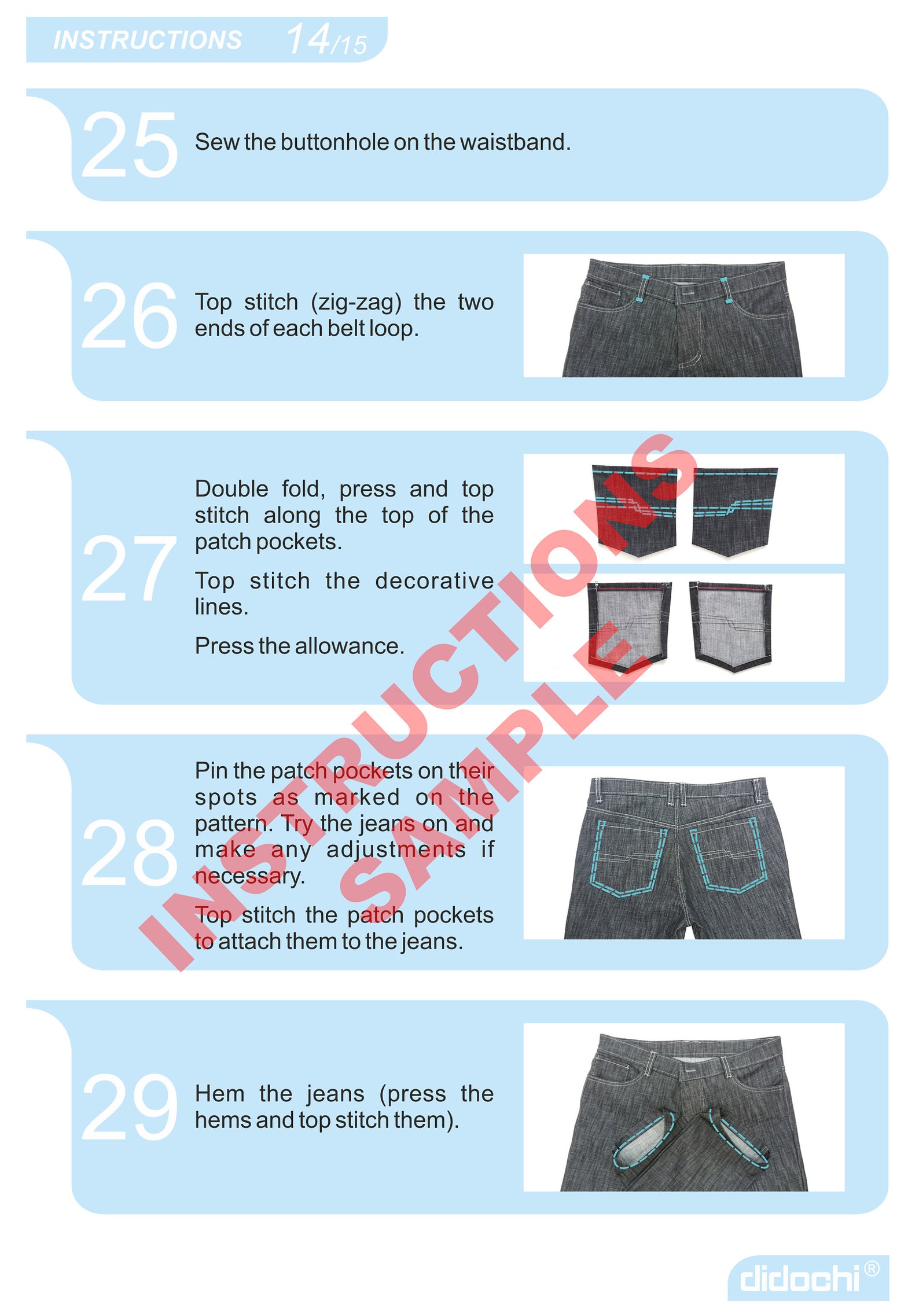 Men's Jeans Sewing Pattern PDF Button Fly Jean Sizes | Etsy