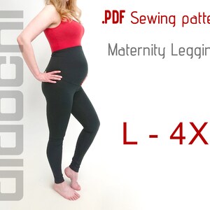 プラスサイズ マタニティレギンスの縫製パターン PDF、サイズ L、XL、2XL、3XL、4XL