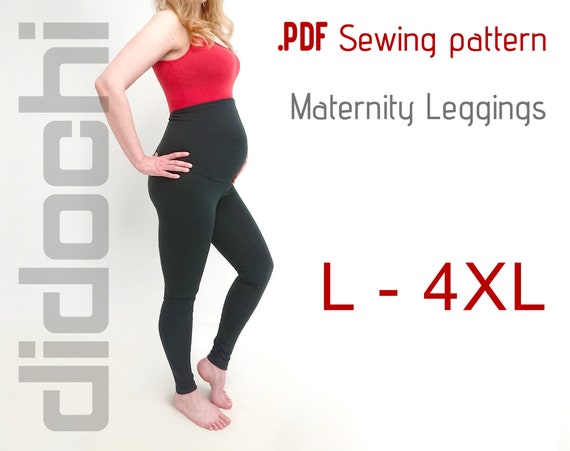 Plus Size Maternity Leggings Sewing Pattern PDF, Sizes L, XL, 2XL, 3XL, 4XL  