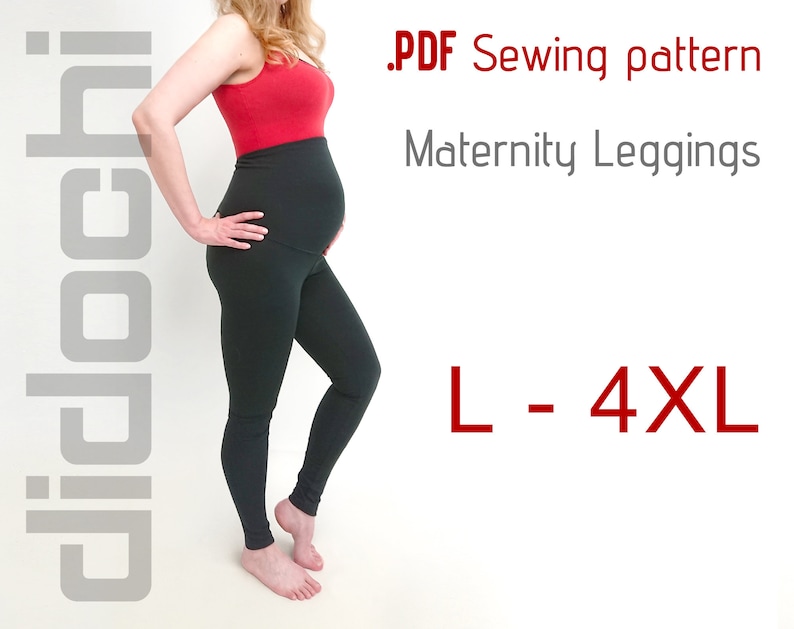 Molde em PDF para costura de leggings de maternidade plus size, tamanhos G, GG, XG, XXG, XXXG imagem 1