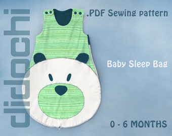 Teddy Bear Applique Baby Sleep Bag Digital Sewing Pattern (PDF)