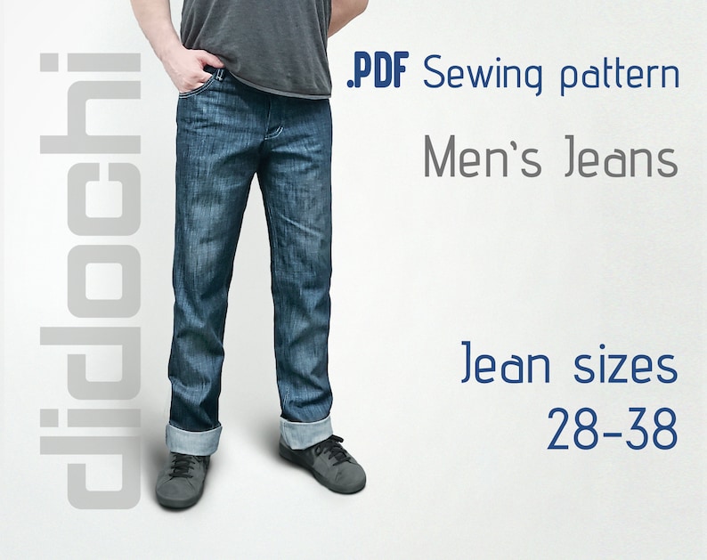 Men's Jeans Sewing Pattern PDF Button Fly Jean Sizes Etsy