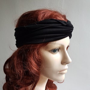 Silk scarf tubular scarf headband hood loop made of jersey silk 104x40cm black image 6