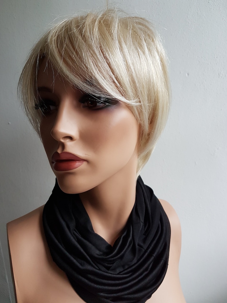 Silk scarf tubular scarf headband hood loop made of jersey silk 104x40cm black image 1