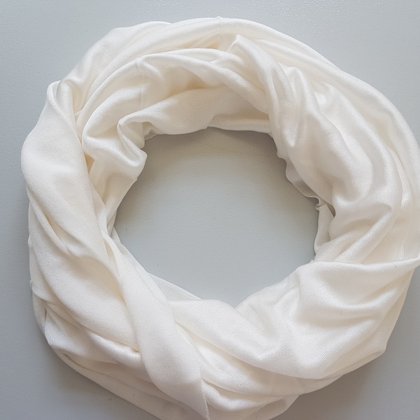 Silk scarf tubular scarf headband hood loop made of jersey silk 104x40cm