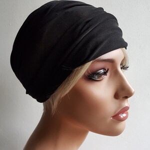 Silk scarf tubular scarf headband hood loop made of jersey silk 104x40cm black image 3