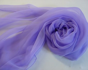 Echarpe en mousseline de soie 180x55cm flieder étole violet