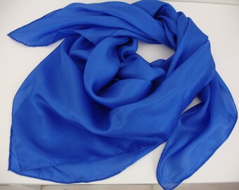 Quadrat Seidentuch Halstuch Kopftuch 100% Seide Pongé 90x90 cm (35,4x35,4 Inch/zoll) royal blau