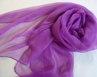 Chiffonschal Seidenschal Seidenstola Langschal Schal Seide Chiffon 180x55cm purpur-violett  Stola lila Frühlingsschal