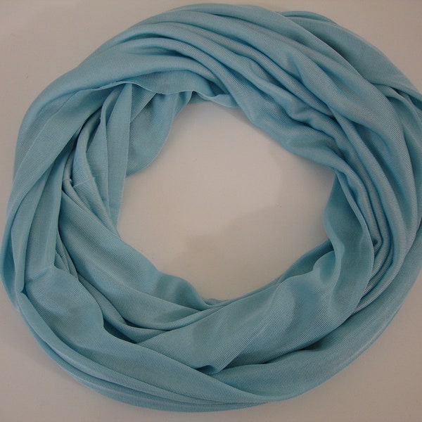 Seidenloop variabel Multifunktionstuch Bandana Seidenrundschal Schlauchschal Stirnband Kapuze Loop aus Jersey Seide 104x40cm porzellan-blau